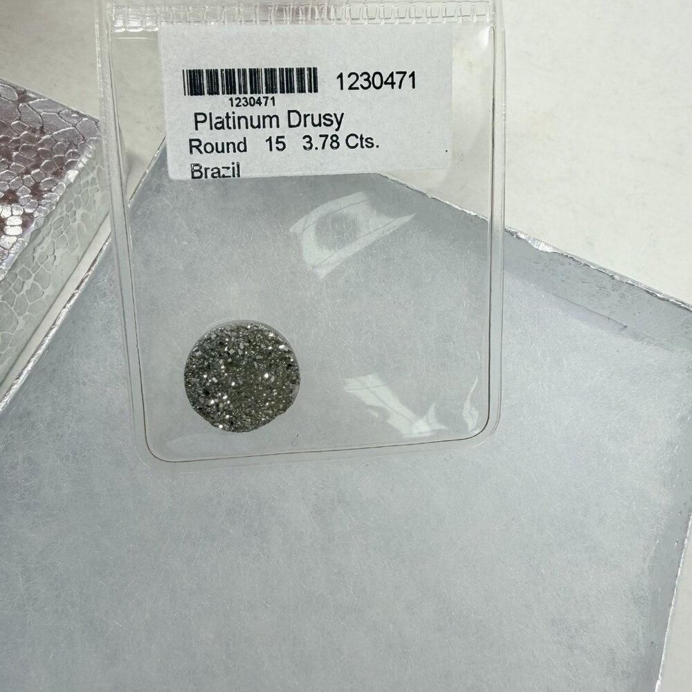 Shop LC Platinum‎ Shimmer Drusy Round Loose Gemstone for Jewelry Making 5442
